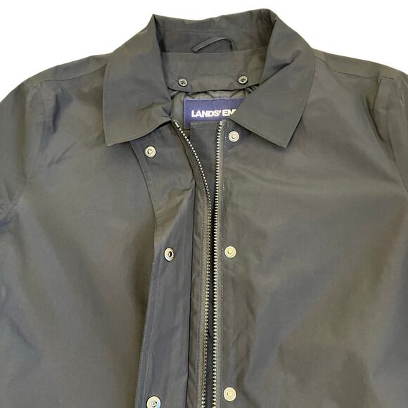 Lands’ End Wmns XL Black Long Trenchcoat Removable Insulation Polyester Read! - Picture 7 of 16